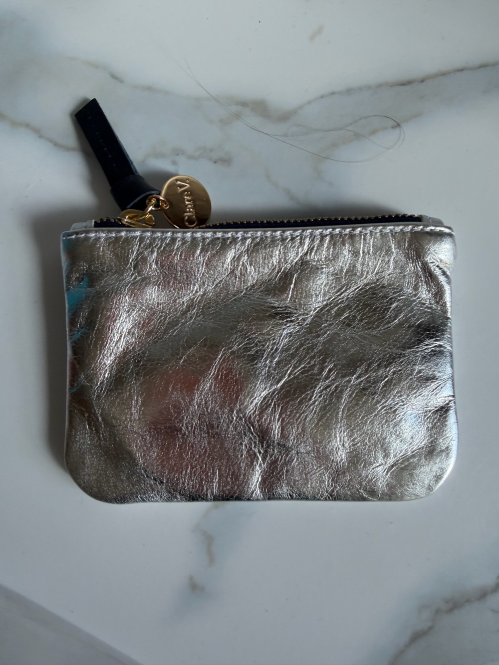 ClareV Silver Coin Clutch NWT